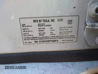 2023 Tesla Model S with VIN 5YJSA1E59PF500816, listed as a IAAI auction lot 42409049 with Not provided miles and . Bid and sale history available at DreamBid. Image 9.