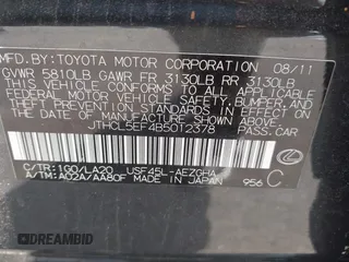 2011 Lexus LS 460 with VIN JTHCL5EF4B5012378, listed as a IAAI auction lot 42460958 with 174,428 mi miles and . Bid and sale history available at DreamBid. Image 9.
