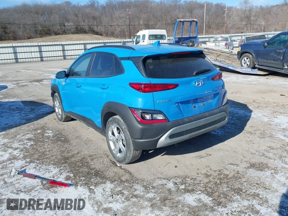2022 Hyundai Kona SEL with VIN KM8K6CAB1NU804909, listed as a IAAI auction lot 41321862 with 20,091 mi miles. Bid and sale history available at carsss.com. Image 3.