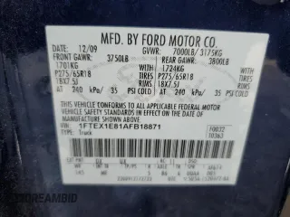 2010 Ford F-150 XL with VIN 1FTEX1E81AFB18871, listed as a Copart auction lot 51140165 with 163,462 mi miles and Clean Title. Bid and sale history available at carsss.com. Image 12.