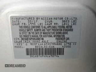 2017 Nissan Sentra SV z VIN 3N1AB7AP4HL698746, wystawiony jako Copart lot #84210594 z przebiegiem 150 673 mil mil oraz Szkoda całkowita • Salvage title. Historia ofert i sprzedaży dostępna na DreamBid. Obrazek 13.