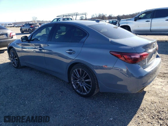 2022 Infiniti Q50 Red Sport 400 with VIN JN1FV7DR8NM390250, listed as a Copart auction lot 87685715 with 66,553 mi miles and Salvage title. Bid and sale history available at DreamBid. Image 2.