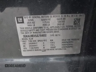 2018 GMC Terrain SLE with VIN 3GKALMEV9JL164802, listed as a IAAI auction lot 42002855 with 132,586 mi miles and . Bid and sale history available at carsss.com. Image 9.