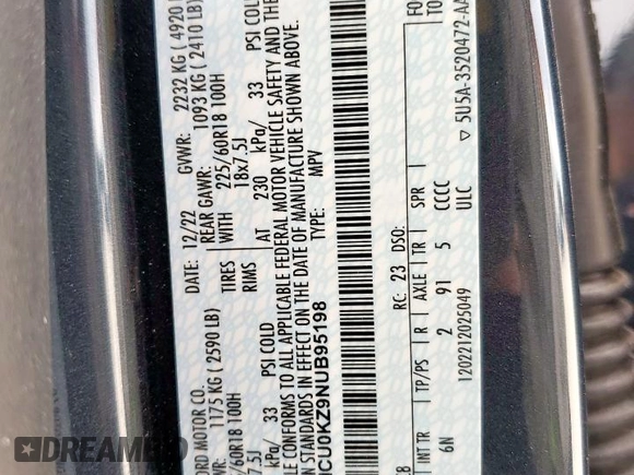 2022 Ford Escape SEL Plug-In Hybrid z VIN 1FMCU0KZ9NUB95198, wystawiony jako Copart lot #61973725 z przebiegiem 15 502 mil mil oraz Szkoda całkowita • Salvage title. Historia ofert i sprzedaży dostępna na DreamBid. Obrazek 14.