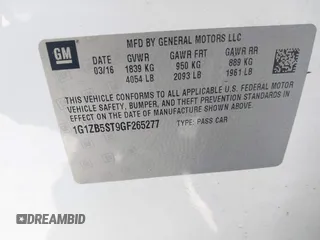 2016 Chevrolet Malibu LS with VIN 1G1ZB5ST9GF265277, listed as a IAAI auction lot 41423989 with 90,003 mi miles and . Bid and sale history available at DreamBid. Image 9.