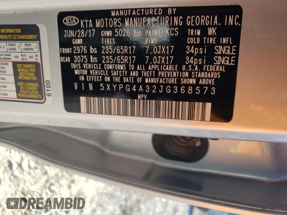 2018 Kia Sorento LX with VIN 5XYPG4A32JG368573, listed as a Copart auction lot 42456005 with 70,133 mi miles and Salvage Title. Bid and sale history available at carsss.com. Image 13.