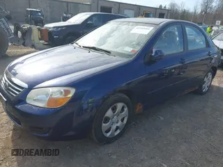 2008 Kia Spectra EX with VIN KNAFE122085533249, listed as a IAAI auction lot 42105666 with 178,984 mi miles. Bid and sale history available at carsss.com. Image 2.