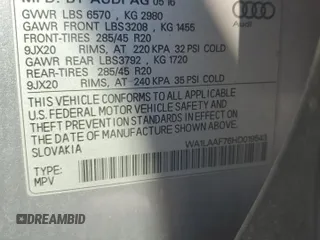 2017 Audi Q7 Premium Plus z VIN WA1LAAF76HD019543, wystawiony jako Copart lot #63573905 z przebiegiem 121 657 mil mil oraz Szkoda całkowita • Salvage title. Historia ofert i sprzedaży dostępna na DreamBid. Obrazek 13.