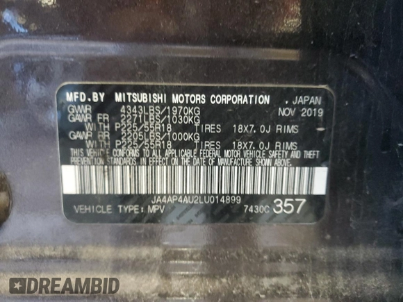 2020 Mitsubishi Outlander Sport SE 2.0 with VIN JA4AP4AU2LU014899, listed as a Copart auction lot 44637805 with 0 mi miles and Clean Title. Bid and sale history available at carsss.com. Image 13.