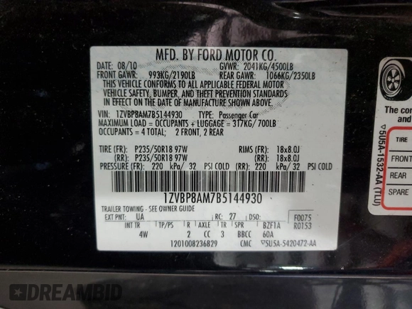2011 Ford Mustang V6 z VIN 1ZVBP8AM7B5144930, wystawiony jako Copart lot #59091965 z przebiegiem 224 980 mil mil oraz Czysty tytuł • Clean title. Historia ofert i sprzedaży dostępna na DreamBid. Obrazek 13.