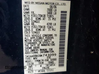 2006 Nissan Armada LE с VIN 5N1AA08B16N743099, выставлен на аукционе Copart как лот 42872525 с пробегом 203 650 миль миль и Списание • Salvage title. История ставок и продаж доступна на DreamBid. Изображение 15.