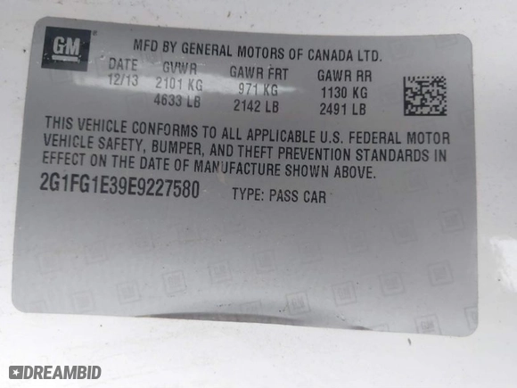2014 Chevrolet Camaro LT with VIN 2G1FG1E39E9227580, listed as a IAAI auction lot 41517783 with 210918 miles. Bid and sale history available at carsss.com. Image 9.