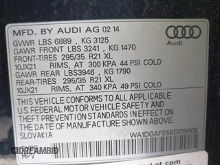 2014 Audi Q7 3.0T S line Prestige with VIN WA1DGAFE5ED015805, listed as a IAAI auction lot 41547198 with 135,309 mi miles. Bid and sale history available at carsss.com. Image 9.