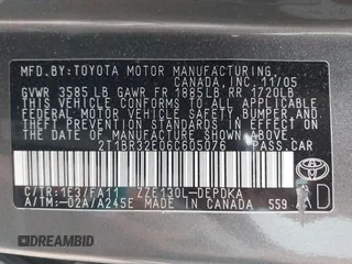 2006 Toyota Corolla CE with VIN 2T1BR32E06C605076, listed as a IAAI auction lot 42701855 with 160,810 mi miles and . Bid and sale history available at DreamBid. Image 9.