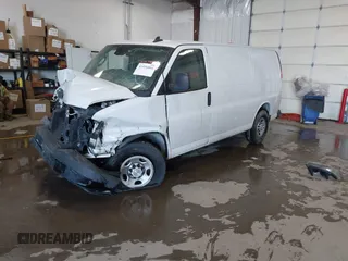2020 Chevrolet Express Cargo Van with VIN 1GCWGAFGXL1252823, listed as a IAAI auction lot 41536004 with 1 mi miles. Bid and sale history available at carsss.com. Image 2.