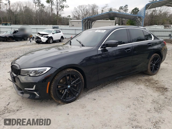 2019 BMW 3 Series 330i xDrive with VIN WBA5R7C53KFH26429, listed as a Copart auction lot 48379825 with 52,536 mi miles and Salvage title. Bid and sale history available at DreamBid. Image 1.