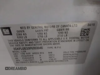 2015 GMC Terrain Denali with VIN 2GKFLUE33F6353946, listed as a IAAI auction lot 41550062 with 79,244 mi miles. Bid and sale history available at carsss.com. Image 9.