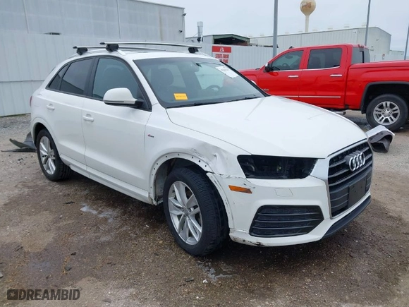 2018 Audi Q3 Premium with VIN WA1BCCFS1JR010439, listed as a IAAI auction lot 41641231 with 108,605 mi miles. Bid and sale history available at carsss.com. Image 1.
