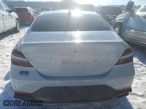 2022 Genesis G70 2.0T with VIN KMTG34TA9NU098058, listed as a Copart auction lot 88098465 with 0 mi miles and Salvage Title. Bid and sale history available at carsss.com. Image 6.