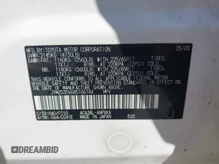 2008 Toyota RAV4 with VIN JTMZD35V685106744, listed as a IAAI auction lot 41960434 with 218,671 mi miles. Bid and sale history available at carsss.com. Image 9.