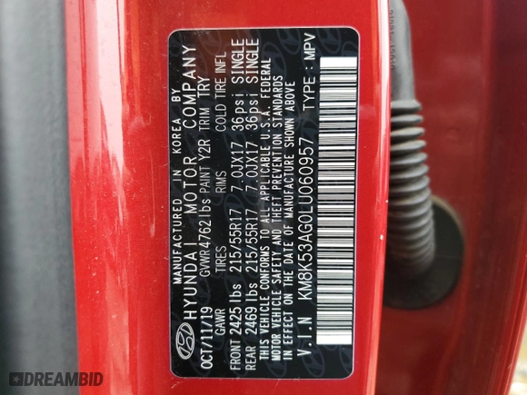 2020 Hyundai Kona Electric Ultimate with VIN KM8K53AG0LU060957, listed as a Copart auction lot 85892584 with 79,234 mi miles and Salvage Title. Bid and sale history available at carsss.com. Image 12.