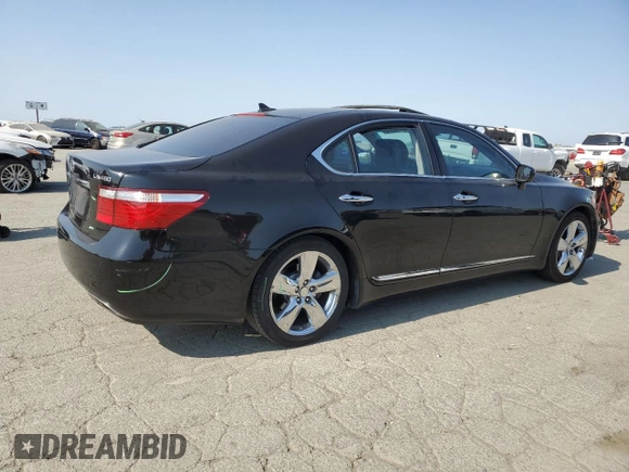 2008 Lexus LS 460 with VIN JTHBL46F685059084, listed as a Copart auction lot 59392615 with 141,800 mi miles and Salvage title. Bid and sale history available at DreamBid. Image 3.