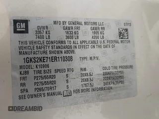 2014 GMC Yukon XL SLT z VIN 1GKS2KE71ER110308, wystawiony jako IAAI lot #41940610 z przebiegiem 202 071 mil mil oraz . Historia ofert i sprzedaży dostępna na DreamBid. Obrazek 9.