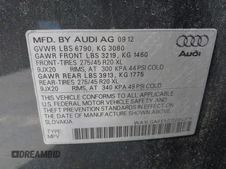 2013 Audi Q7 Premium Plus with VIN WA1LGAFE5DD004376, listed as a IAAI auction lot 42663510 with 136,891 mi miles and . Bid and sale history available at DreamBid. Image 9.