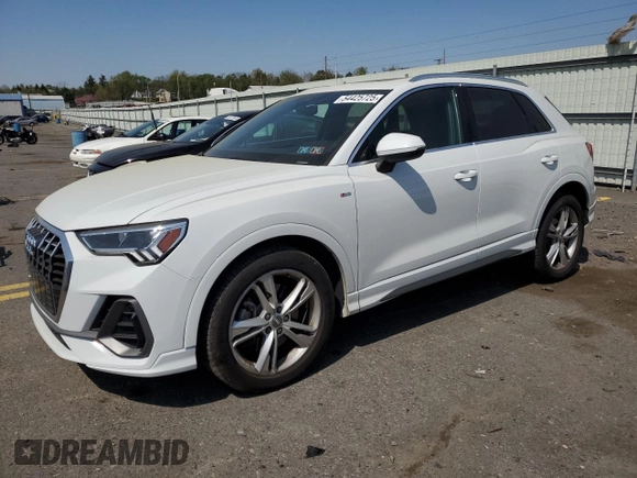 2020 Audi Q3 S line Premium Plus with VIN WA1EECF36L1030607, listed as a Copart auction lot 54425725 with 45,796 mi miles and Salvage title. Bid and sale history available at DreamBid. Image 1.