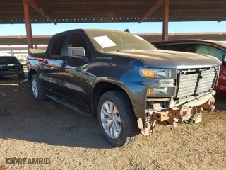 2021 Chevrolet Silverado 1500 Custom with VIN 1GCPYBEK9MZ332470, listed as a IAAI auction lot 41636857 with 109,806 mi miles. Bid and sale history available at carsss.com. Image 1.