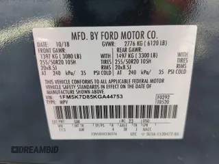 2019 Ford Explorer XLT z VIN 1FM5K7D85KGA44753, wystawiony jako Copart lot #54792275 z przebiegiem 140 033 mil mil oraz Szkoda całkowita • Salvage title. Historia ofert i sprzedaży dostępna na DreamBid. Obrazek 13.