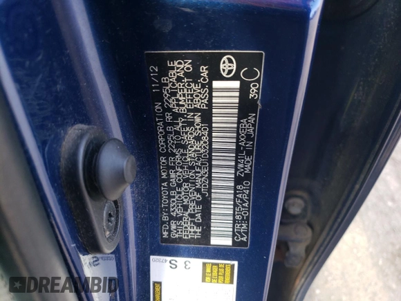 2013 Toyota Prius Two with VIN JTDZN3EU1D3208401, listed as a Copart auction lot 52392355 with 239,345 mi miles and Salvage Title. Bid and sale history available at carsss.com. Image 12.