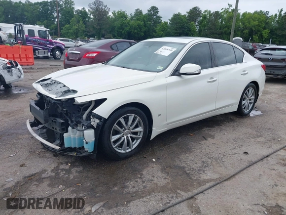 2014 Infiniti Q50 with VIN JN1BV7AP1EM670108, listed as a IAAI auction lot 42428330 with 260,478 mi miles and . Bid and sale history available at DreamBid. Image 2.