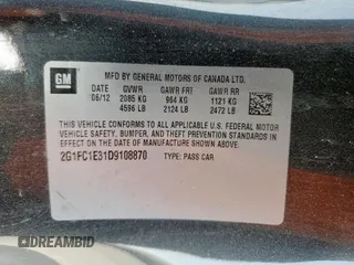 2013 Chevrolet Camaro LT with VIN 2G1FC1E31D9108870, listed as a Copart auction lot 61084435 with 142,670 mi miles and Salvage title. Bid and sale history available at DreamBid. Image 12.