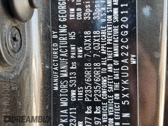 2012 Kia Sorento EX with VIN 5XYKUDA22CG201112, listed as a Copart auction lot 48316305 with 181,177 mi miles and Salvage Title. Bid and sale history available at carsss.com. Image 13.