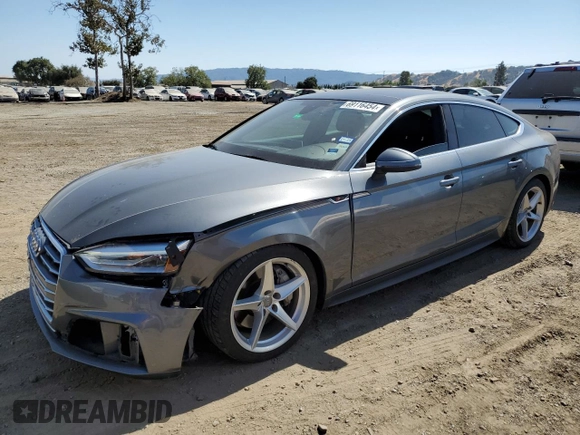 2018 Audi A5 Sportback Premium with VIN WAUDNCF51JA130255, listed as a Copart auction lot 69116454 with 58,292 mi miles and Salvage Title. Bid and sale history available at carsss.com. Image 1.