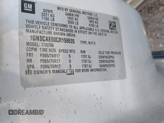 2012 Chevrolet Tahoe LS с VIN 1GNSCAE00CR158635, выставлен на аукционе IAAI как лот 41455831 с пробегом 175 575 миль миль и . История ставок и продаж доступна на DreamBid. Изображение 9.