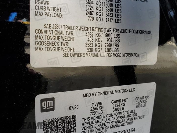 2023 Chevrolet Silverado 1500 LT with VIN 1GCUDDE8XPZ330164, listed as a Copart auction lot 48637005 with 23,630 mi miles and Salvage Title. Bid and sale history available at carsss.com. Image 15.