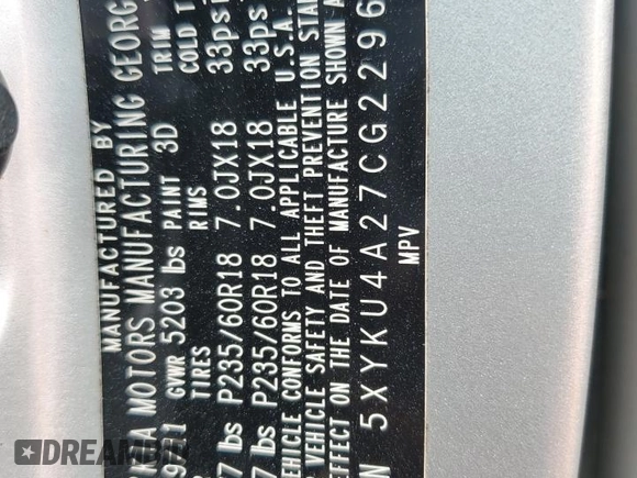 2012 Kia Sorento EX z VIN 5XYKU4A27CG229651, wystawiony jako Copart lot #60314715 z przebiegiem 117 876 mil mil oraz Szkoda całkowita • Salvage title. Historia ofert i sprzedaży dostępna na DreamBid. Obrazek 14.