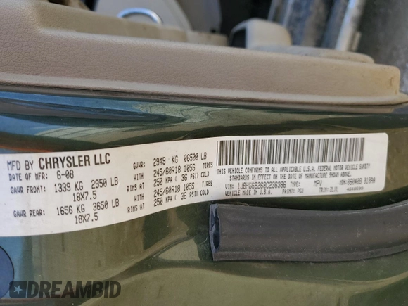 2008 Jeep Commander Overland с VIN 1J8HG68268C236386, выставлен на аукционе Copart как лот 47257805 с пробегом 208 094 миль миль и Списание • Salvage title. История ставок и продаж доступна на DreamBid. Изображение 15.
