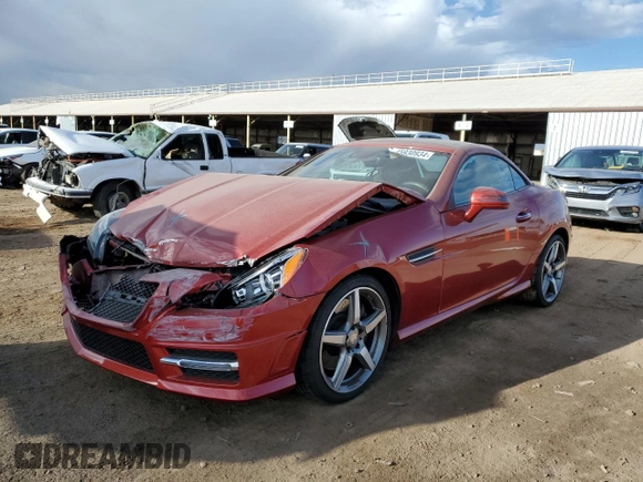 2015 Mercedes-Benz SLK-Class SLK 250 with VIN WDDPK4HA4FF104659, listed as a Copart auction lot 45930934 with 23,641 mi miles. Bid and sale history available at carsss.com. Image 1.