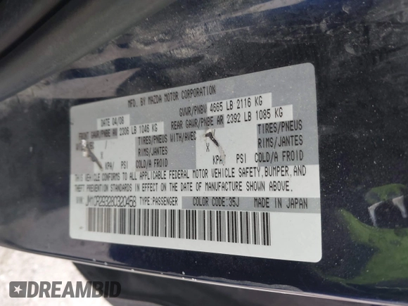 2008 Mazda 5 Sport z VIN JM1CR293280320458, wystawiony jako IAAI lot #42251156 z przebiegiem 196 346 mil mil oraz . Historia ofert i sprzedaży dostępna na DreamBid. Obrazek 9.