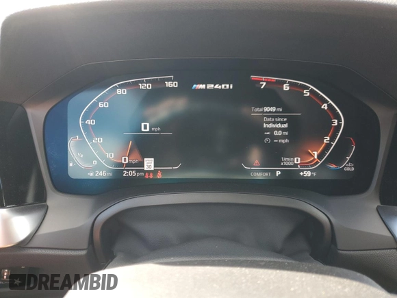 2022 BMW 2 Series M240i xDrive with VIN 3MW53CM05N8C78878, listed as a Copart auction lot 49182695 with 9,049 mi miles and Salvage title. Bid and sale history available at DreamBid. Image 9.