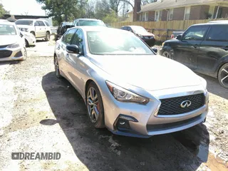 2020 Infiniti Q50 Red Sport 400 with VIN JN1FV7AP2LM630098, listed as a IAAI auction lot 41828404 with 33,962 mi miles and . Bid and sale history available at carsss.com. Image 1.