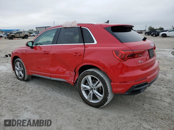 2022 Audi Q3 S line Premium Plus with VIN WA1EECF32N1147622, listed as a Copart auction lot 42111635 with 19,997 mi miles and Salvage Title. Bid and sale history available at carsss.com. Image 2.