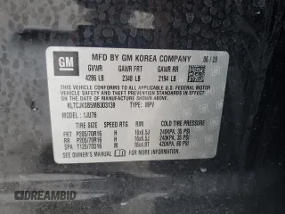 2021 Chevrolet Trax LS with VIN KL7CJKSB5MB303139, listed as a Copart auction lot 46196595 with 59,255 mi miles and Salvage Title. Bid and sale history available at carsss.com. Image 13.