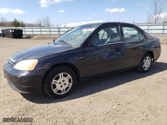2002 Honda Civic LX with VIN 2HGES16582H599934, listed as a Copart auction lot 50580175 with 221376 miles and Salvage Title. Bid and sale history available at carsss.com. Image 1.
