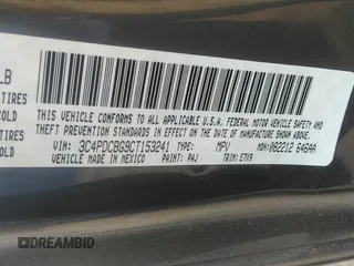 2012 Dodge Journey SXT with VIN 3C4PDCBG9CT153241, listed as a IAAI auction lot 42640265 with 184,719 mi miles and . Bid and sale history available at DreamBid. Image 9.
