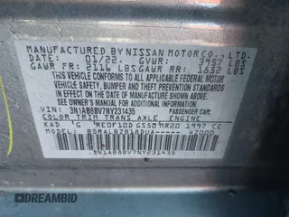 2022 Nissan Sentra S with VIN 3N1AB8BV7NY231435, listed as a IAAI auction lot 41527240 with 52,690 mi miles. Bid and sale history available at carsss.com. Image 9.