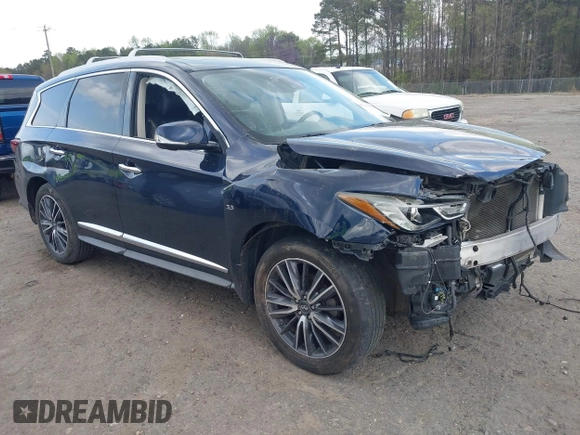 2017 Infiniti QX60 with VIN 5N1DL0MM3HC504232, listed as a IAAI auction lot 41940671 with 156,488 mi miles and . Bid and sale history available at DreamBid. Image 1.